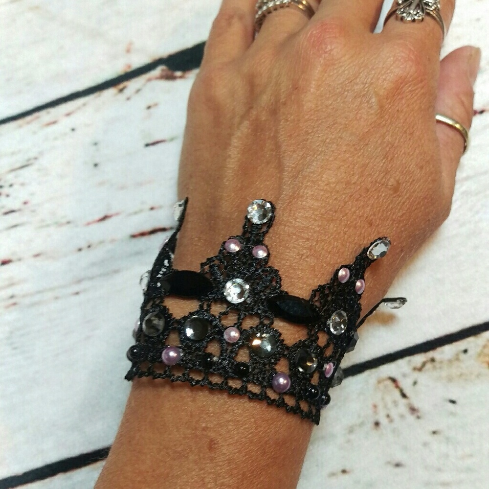 Black lace cuff bracelet